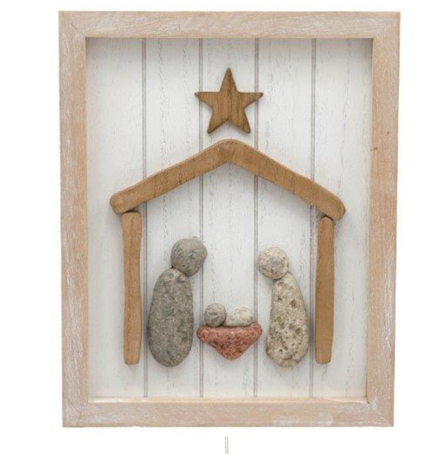 Pebble Nativity Plaque