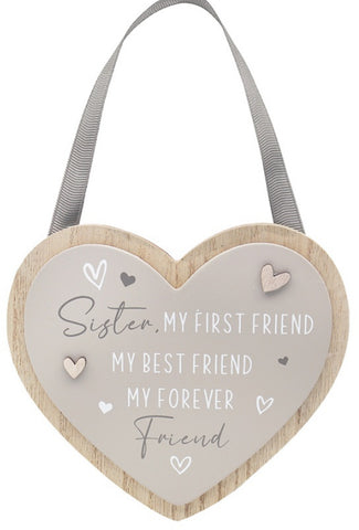 Sister My Friend Heart Plaque 18cm