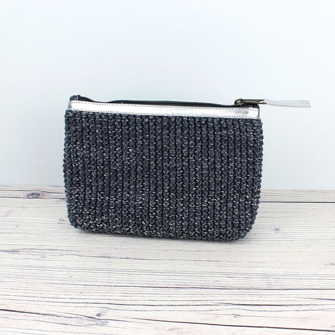 Dark Grey Lurex Cotton Washbag